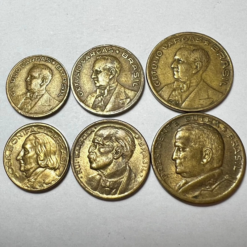 Lote 6 Moedas 10 20 e 50 Centavos Getúlio Vargas e Ilustres