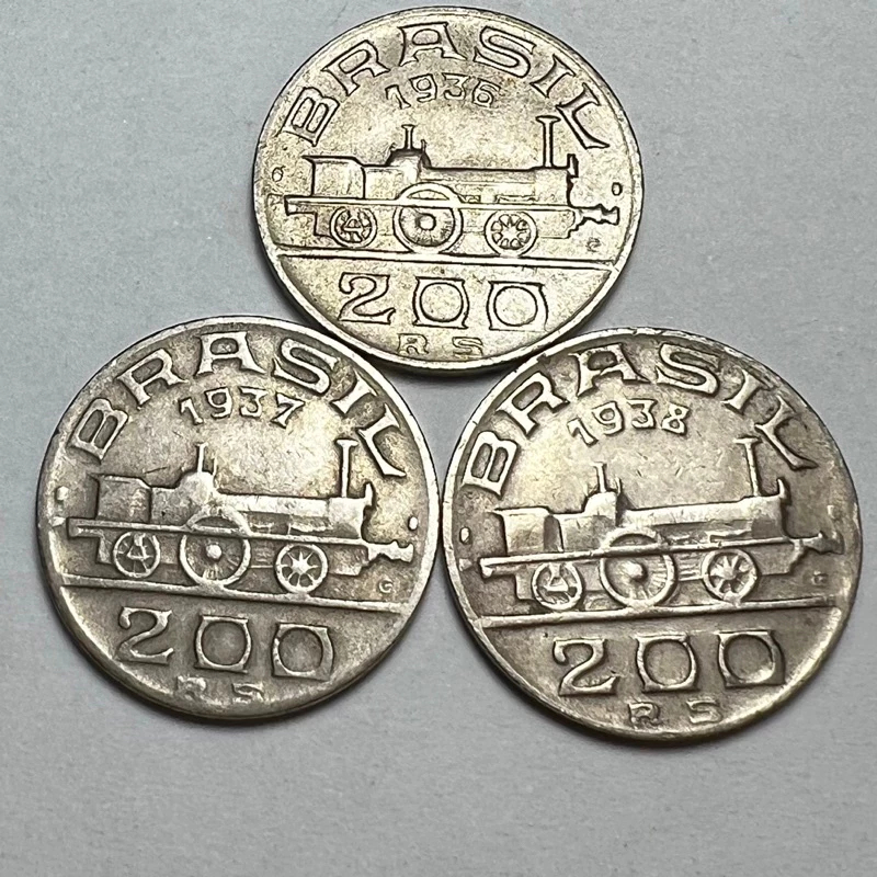 Lote 3 Moedas 200 Réis Visconde de Mauá 1936 1937 1938 Serie Ilustres