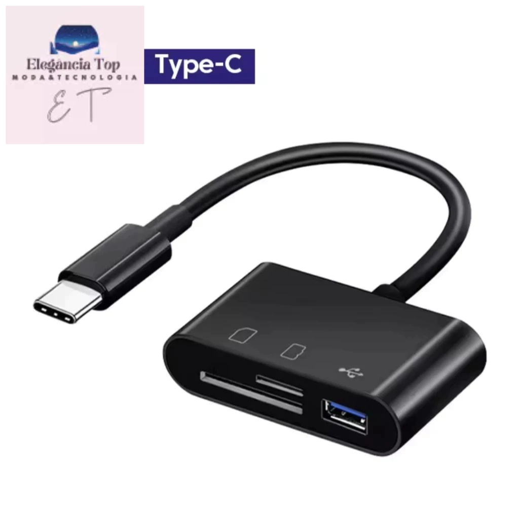 Adaptador de leitor de cartão de memória, tipo C para SD, TF, USB tipo C, OTG conversor pa...