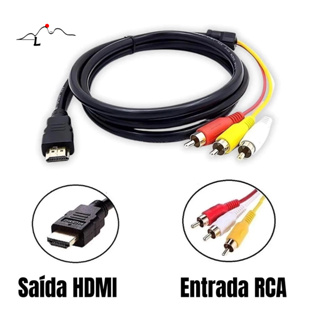 Cabo HDMI Macho para 3 RCA AV - 1,5M - Áudio e Vídeo, Full HD 1080p em Oferta na Shopee