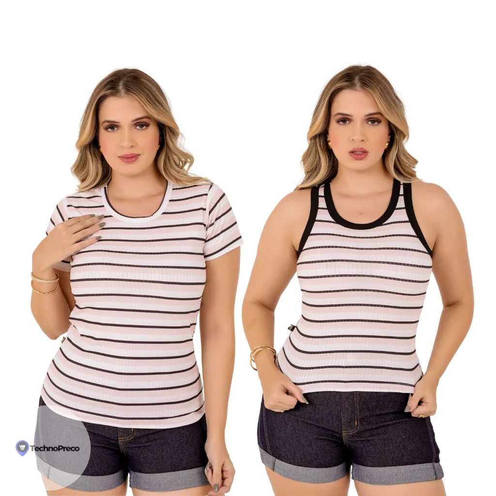 Kit 2 Blusinhas Suedes Femininas Estampadas Brancas