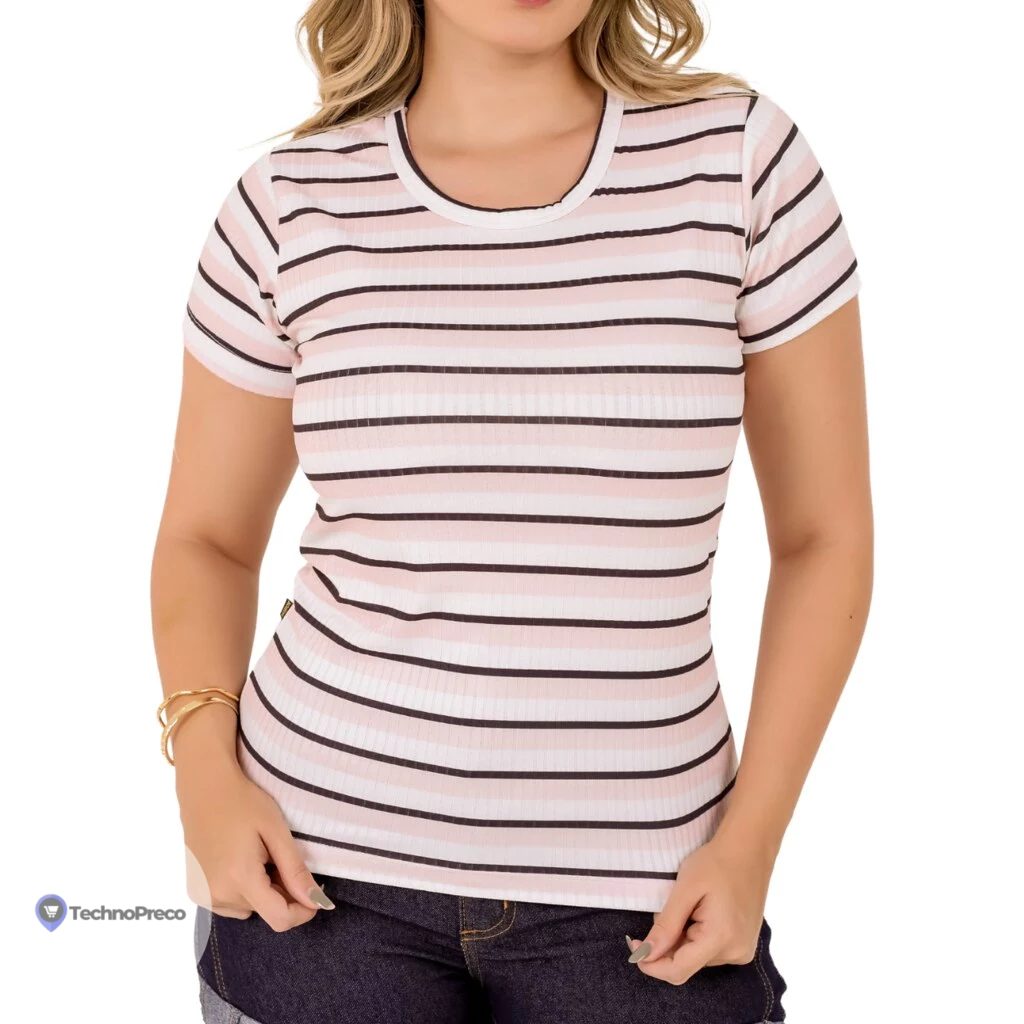 Blusinha Suede Feminina Manga Curta Estampada Branca