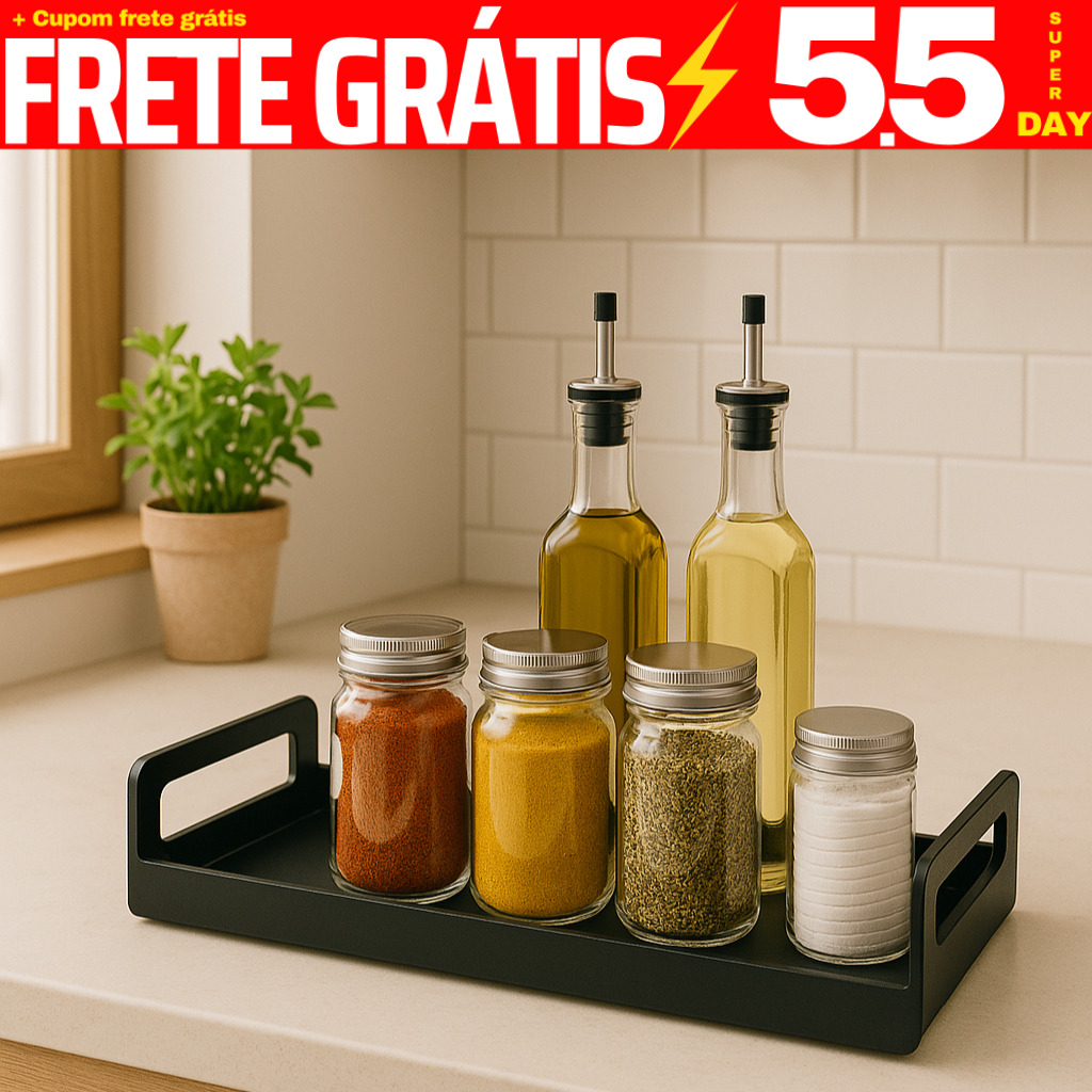 Suporte Bandeja Multiuso em Metal Porta Maquiagem Banheiro Cozinha Organizador