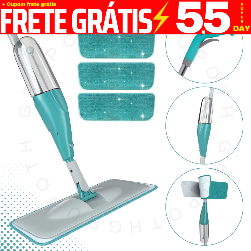Rodo Mop Spray Com Reservatório + 3 Refil Microfibra Envio imediato