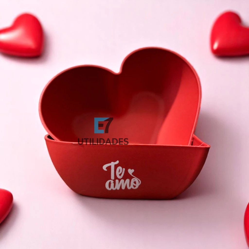Kit 10 Petisqueiras Coração Te Amo plástico dia dos namorados amor presente carinho potes tigelas