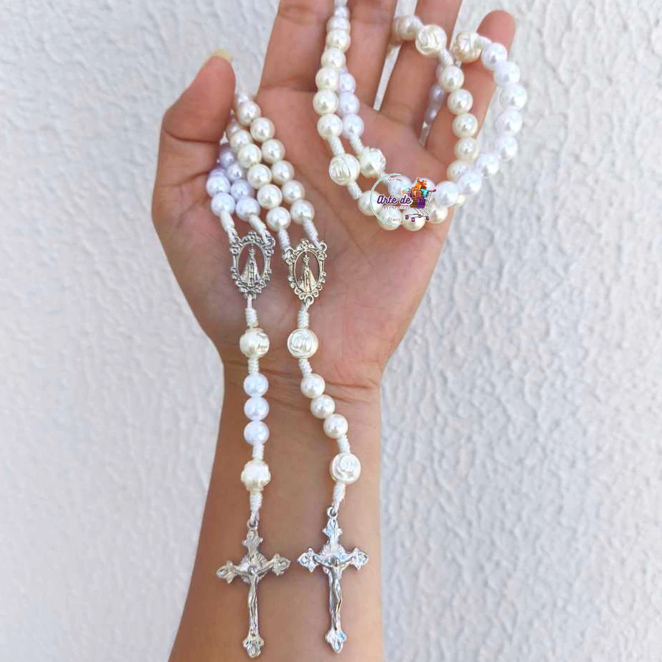 2 Terço Nossa Senhora Aparecida Pérola Devoção sem fecho - 35 cm - PROMOÇÃO em Oferta na Shopee