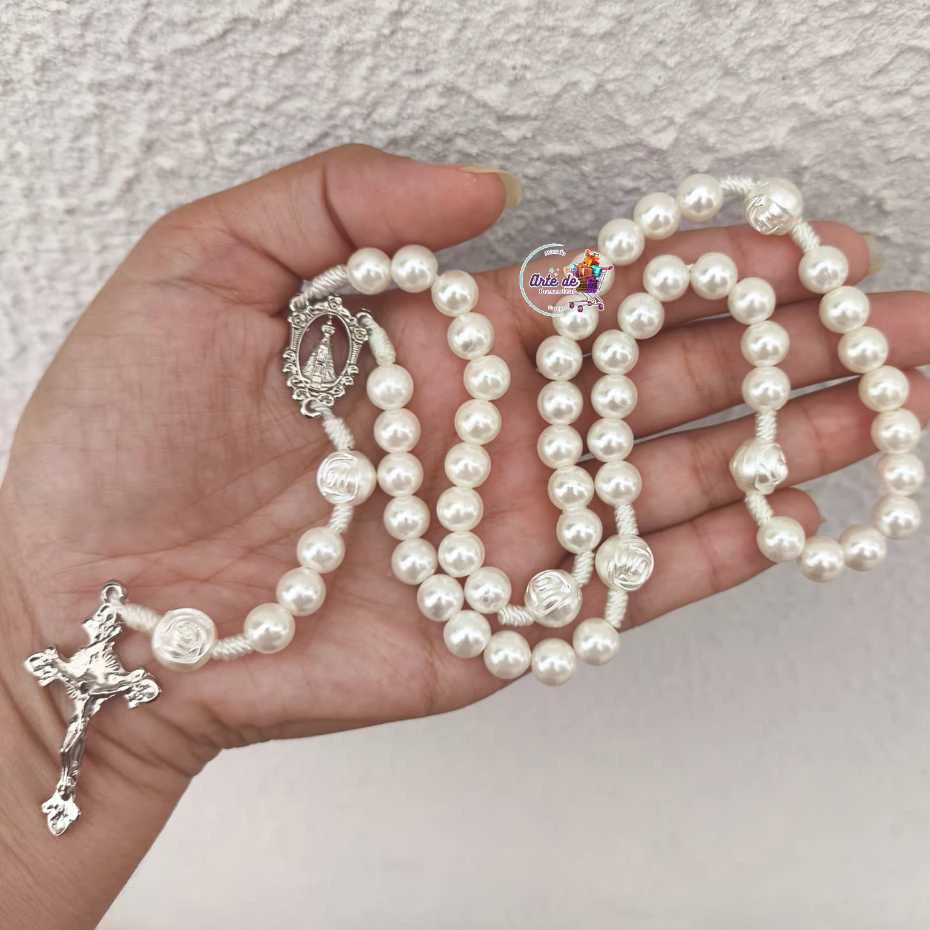Terço Pérola Nossa Senhora Aparecida - 35 cm - FABRICADO EM APARECIDA/SP - OFERTA