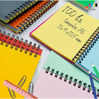 Caderneta A6 (CAPA PVC)  Miolo Colorido - Wire-o em Oferta na Shopee