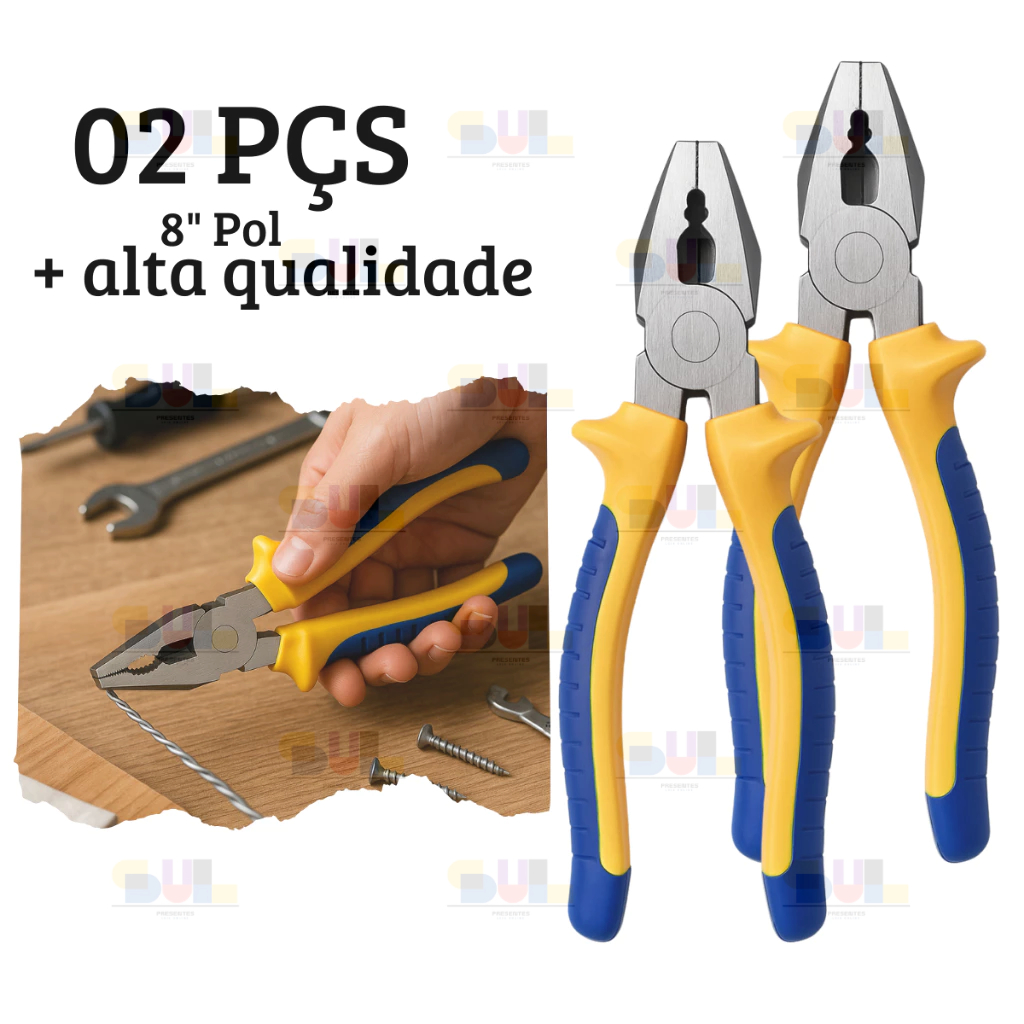 Kit 2 Alicate Universal 8 Pol Emborrachado Ferramentas Aço Forjado Profissional em Oferta na Shopee