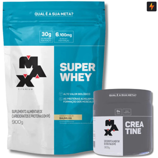 Kit Super Whey Protein Proteína Concentrada 900g + Creatina Monohidratada Pura 300g Max Titanium em Oferta na Shopee