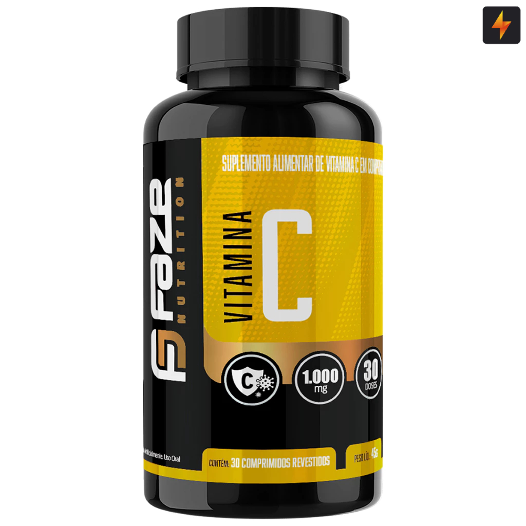 Vitamina C 1000mg 100% Pura 30 comprimidos rápida absorção Faze Nutrition