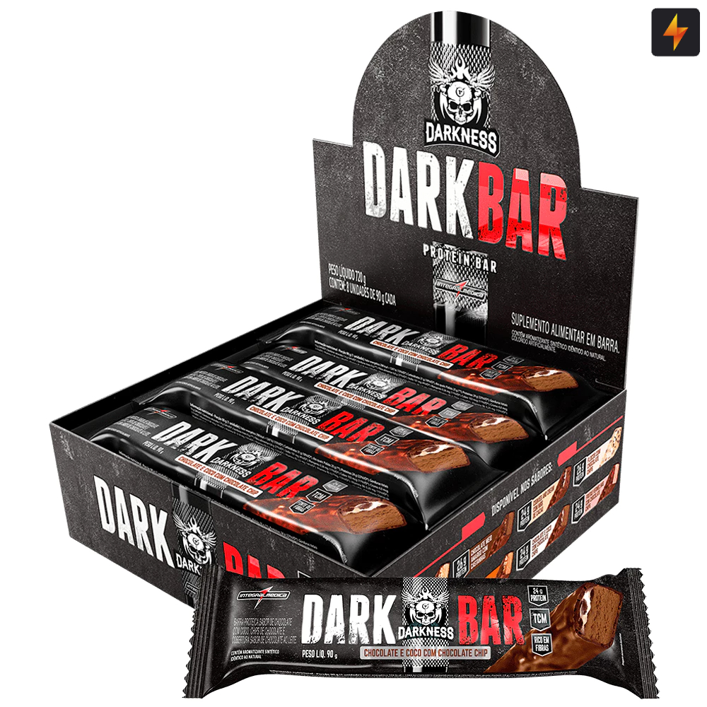Barra de Proteína Dark Bar 90g Caixa com 8 unidades Darkness Integralmédica em Oferta na Shopee