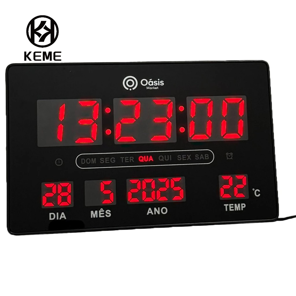 Relógio Parede Digital Grande Calendário Temperatura Le-2132 em Oferta na Shopee