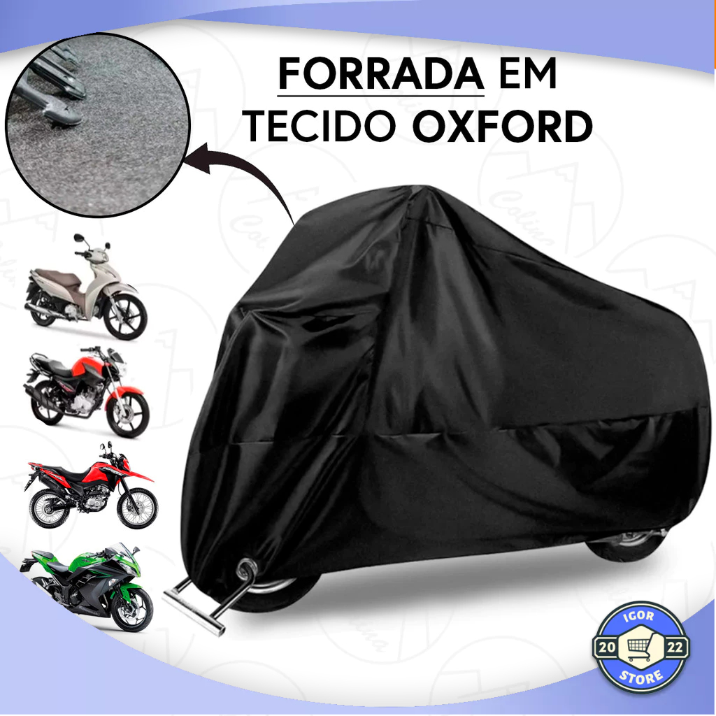 Capa Protetora para Moto Forrada Tecido Oxford Impermeável Proteção UV Sol Poeira Chuva