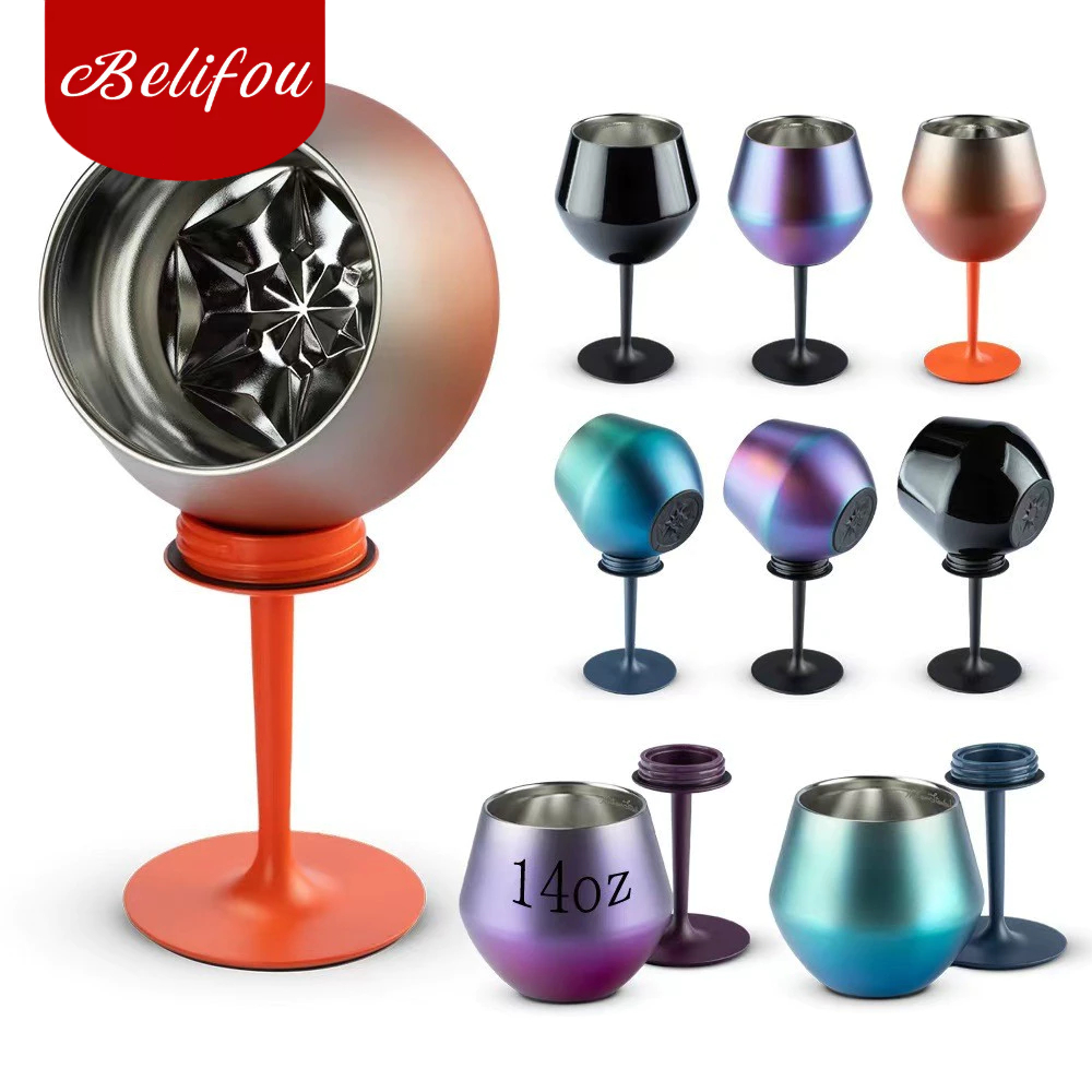 Belifou Copo De Coquetel 2 Em 1 420ML Vinho Removível Forma Isolamento Duplo Café Aço Inoxidável 304 em Oferta na Shopee