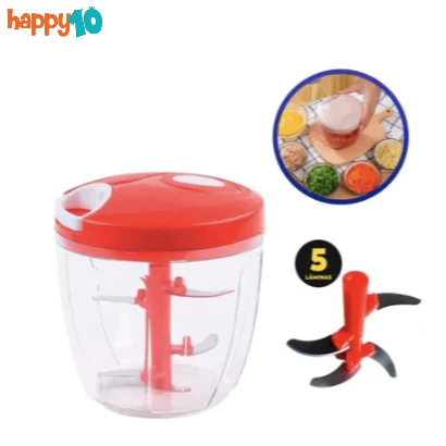 Processador Triturador De Alimentos Manual 900ml 5 Lâminas Inox Elaf em Oferta na Shopee