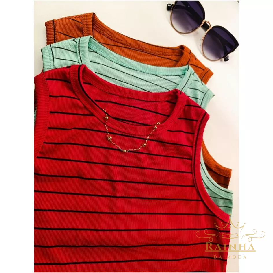 Kit 3 Blusa REGATA Canelada Tendência Casual Camiseta Ribana Premium Coloridas em Oferta na Shopee