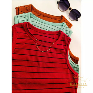 Kit 3 Blusa REGATA Canelada Tendência Casual Camiseta Ribana Premium Coloridas em Oferta na Shopee