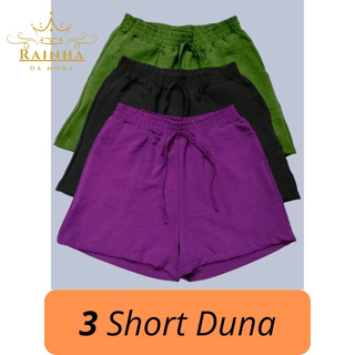 Kit de 3 Shorts Femininos - Tecido Duna! Tendência Verão em Oferta na Shopee