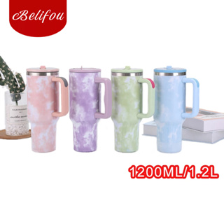 Belifou Garrafa Térmica Copo Térmico Aço Inox 1200 Ml Com Alça e canudo personalizados nuvens cores em Oferta na Shopee