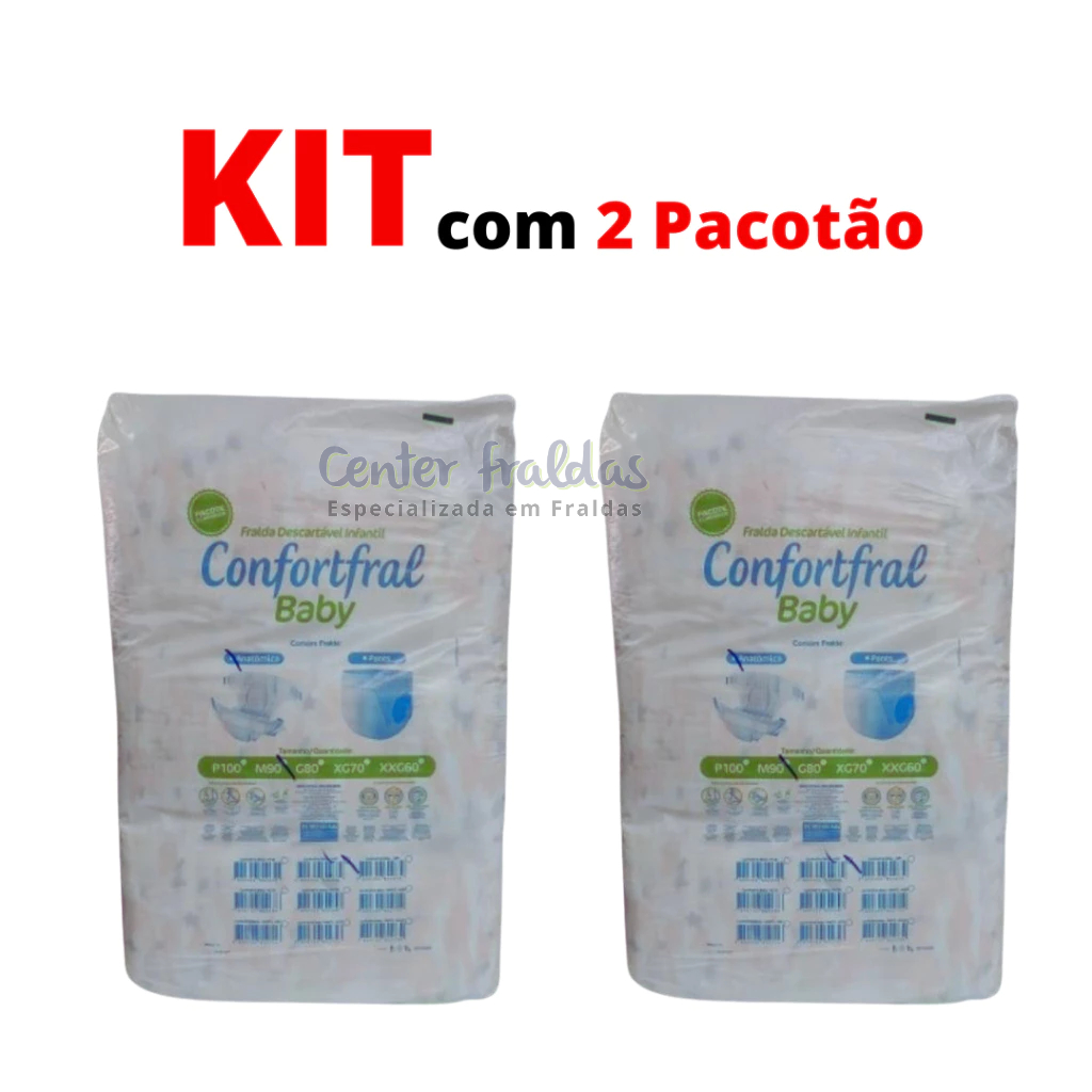 KIT com 2 Pacotão Fraldas infantil Descartáveis Confortfral 2°linha em Oferta na Shopee