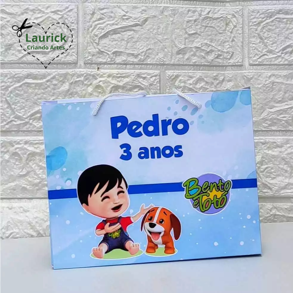 Sacolinha Personalizada Bento e Totó Festa Infantil Lembrancinha Aniversário