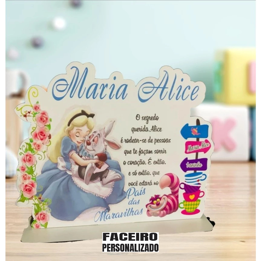 Alice do Pais das Maravilhas em MDF - Centro de mesa em MDF - Lembrancinha festa - cod01