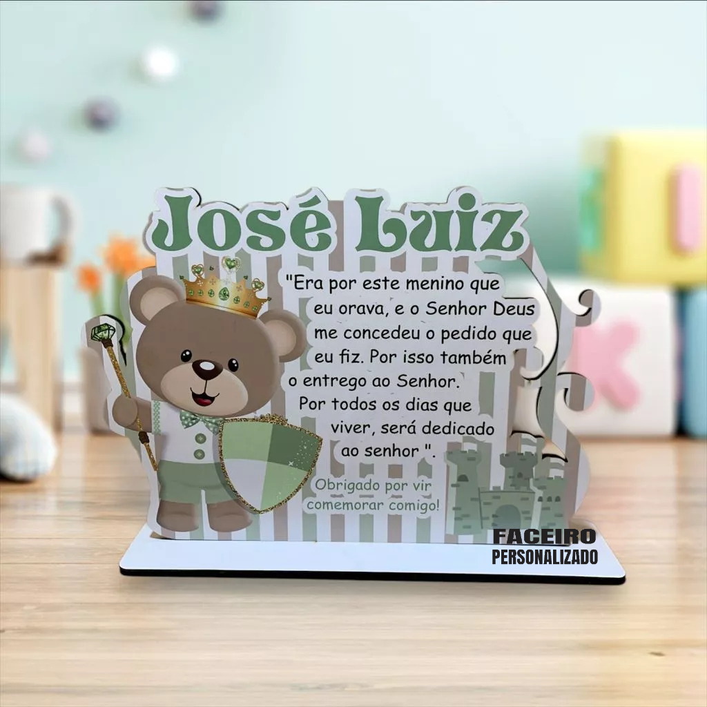 Ursinho principe em MDF - Lembrancinhas de festa - Centro de Mesa em MDF - cod01