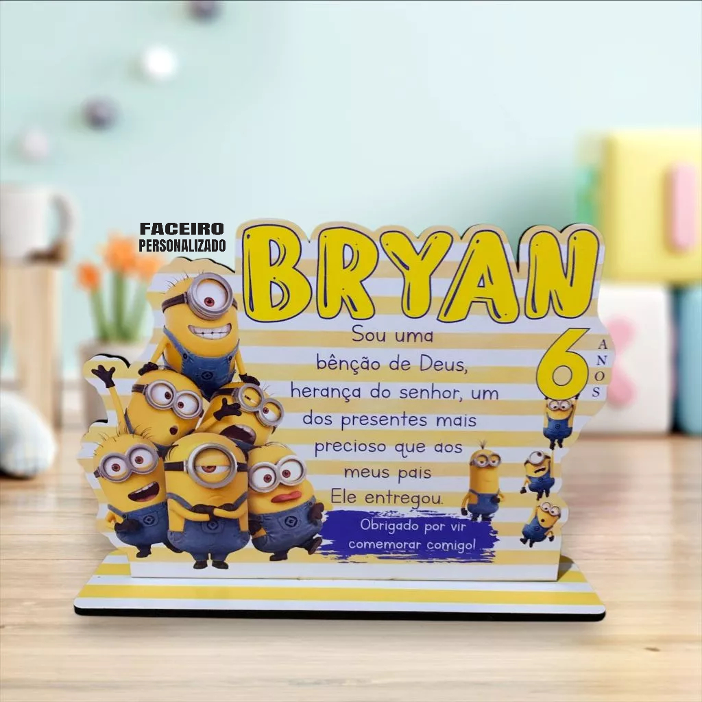 Minnions em MDF Modelo 1 - Centro de mesa em MDF - Lembrancinha minion - cod01