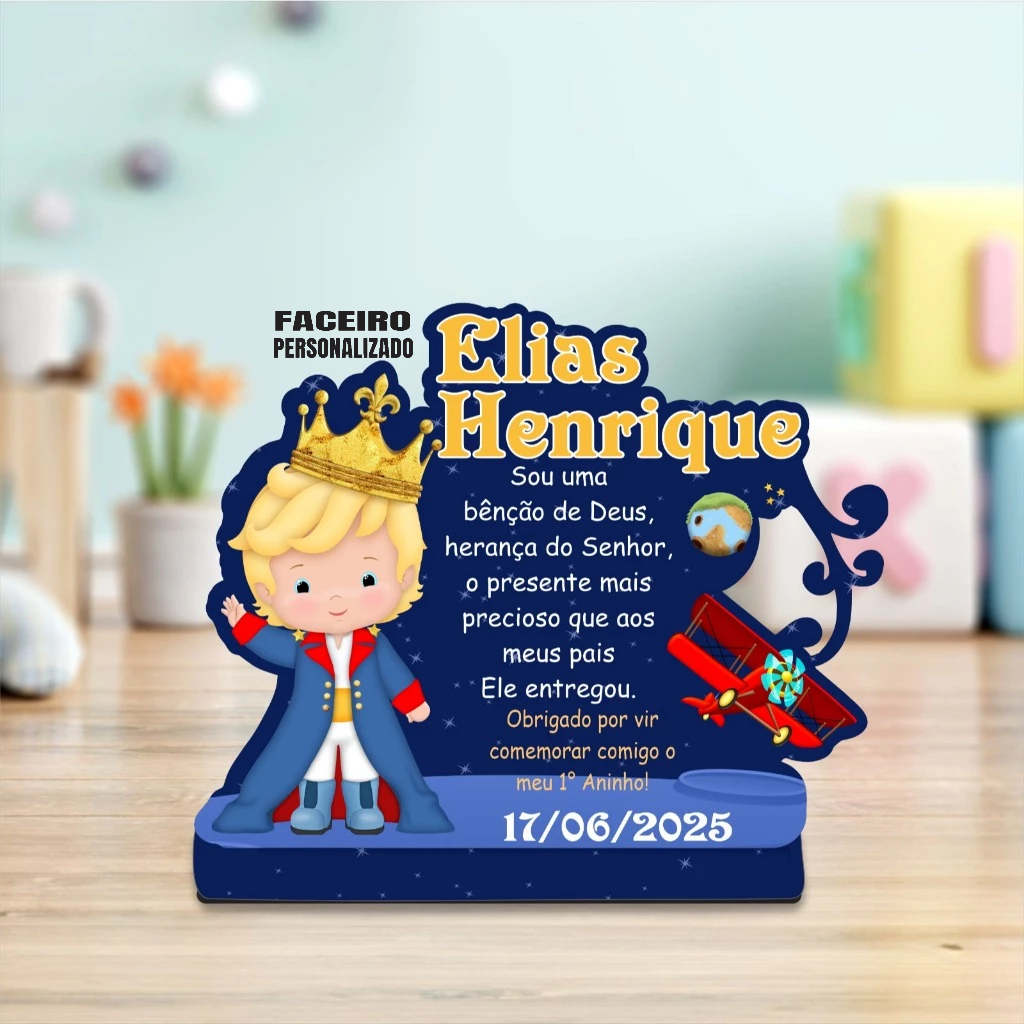Pequeno Principe Loiro em MDF - Centro de mesa em MDF - Lembrancinha de festa - cod01