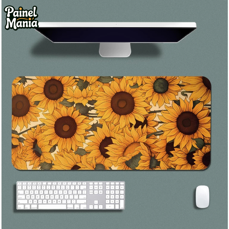 Mouse Pad Gamer p/ Desktop Borda Costurada Diversas Estampas Florais 1