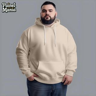 Blusa Moletom Masculina Lisa Plus Size Canguru Com Capuz em Oferta na Shopee