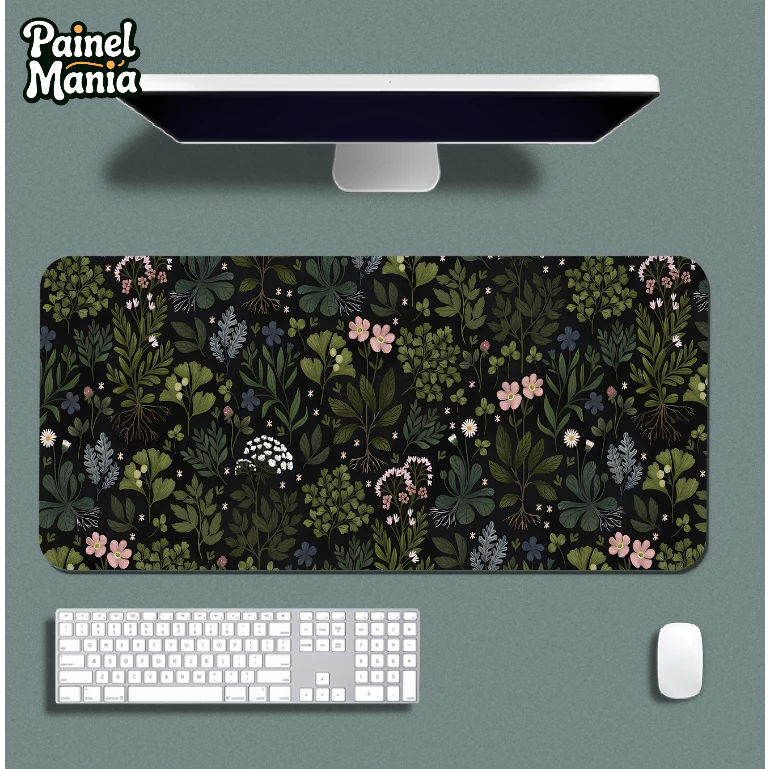 Mouse Pad Gamer p/ Desktop Borda Costurada Diversas Estampas Florais e Cogumelos