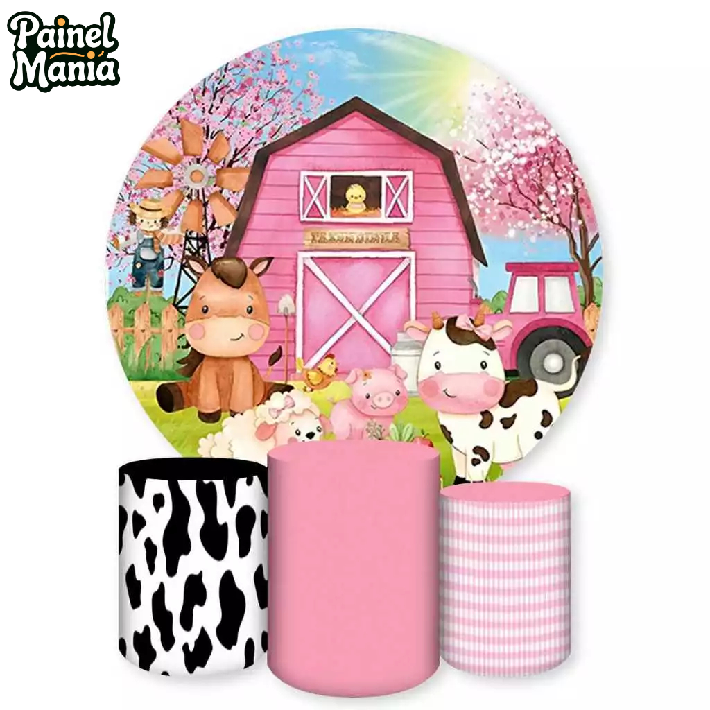 Capa Painel Redondo e Trio Cilindros de Festa Sublimados Vários Modelos Temas Diversos em Oferta na Shopee