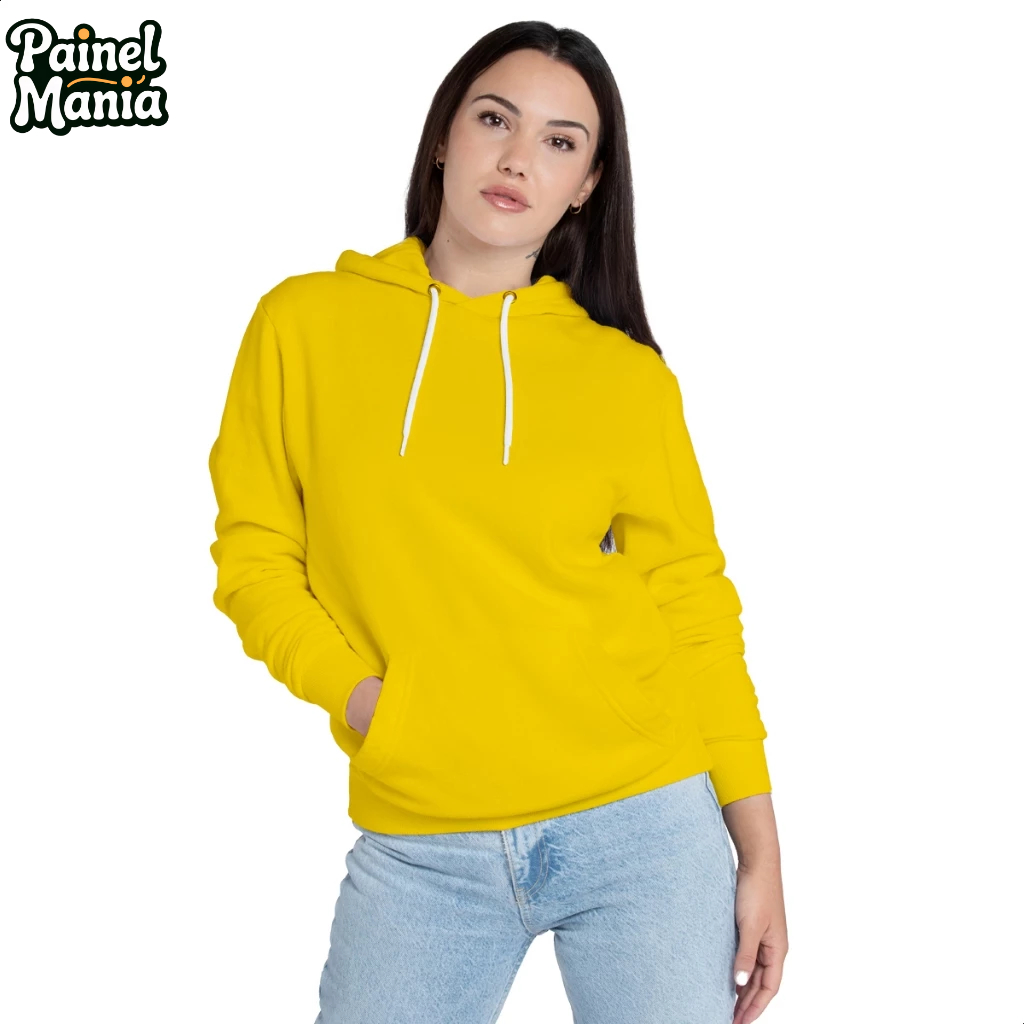 Blusa Moletom Feminino Canguru Liso Básico Premium Várias Cores