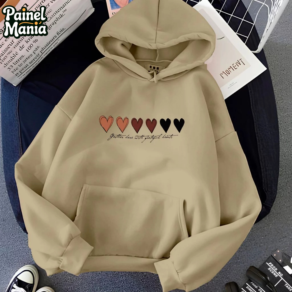 Moletom Feminino Tumbl Corações Streetwear Casaco Premium AZ 5279 em Oferta na Shopee