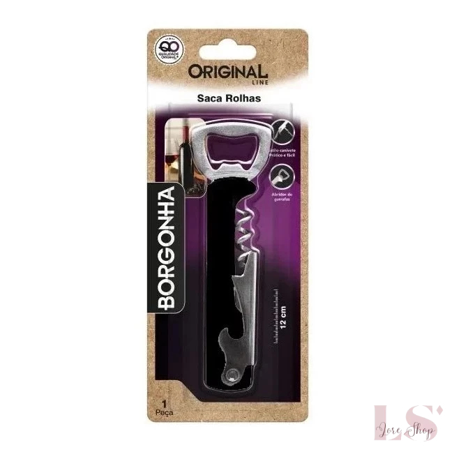 Saca Rolhas Abridor de Garrafas Borgonha Original Line 2 em 1 Estilo Canivete 0253