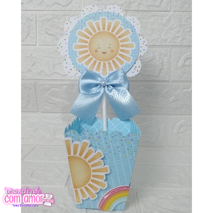 Centro de Mesa  Cachepot primeira volta ao sol azul- Personalizados - Lembrancinhas - Festa Infantil - Aniversário