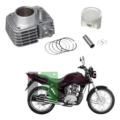 Kit de Cilindro Motor Moto Fan 125 2009 até 2018/Nxr 125 Bros 2013 até 2015 Pistão Anéis Pino Travas