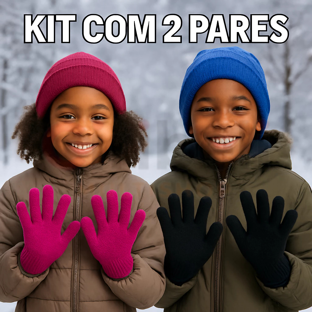 Luva Infantil Inverno 3 a 9 anos Moda Frio Cores Sortidas
