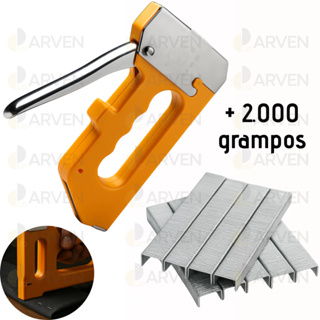 Kit Grampeador + 2000 Grampos 8MM de Tapeceiro Alta Pressão Profissional em Oferta na Shopee