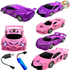 Carrinho De Controle Remoto Recarregável Ferrari Carro Esportivo Rosa Menina