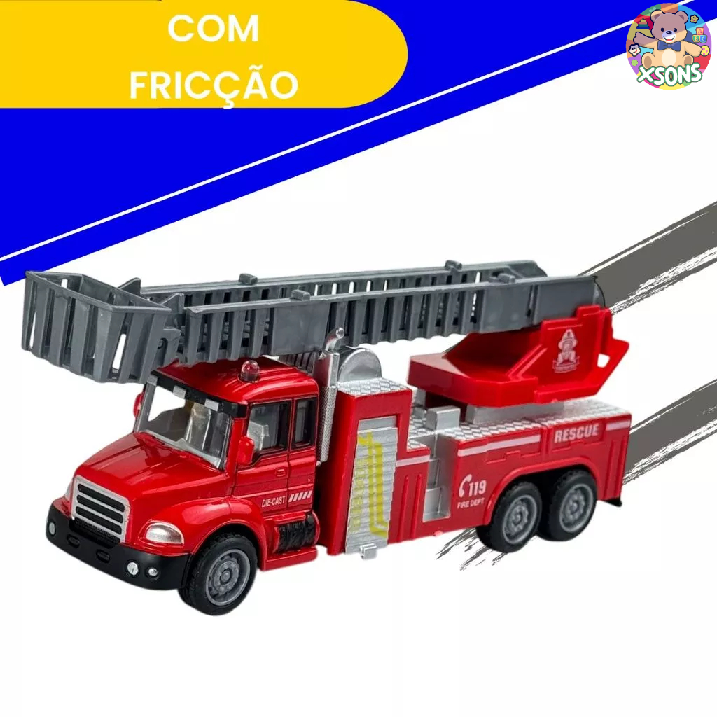 Caminhão De Fricção De Ferro Obras Bombeiro Truck Bau Toys Coleção De Caminhões