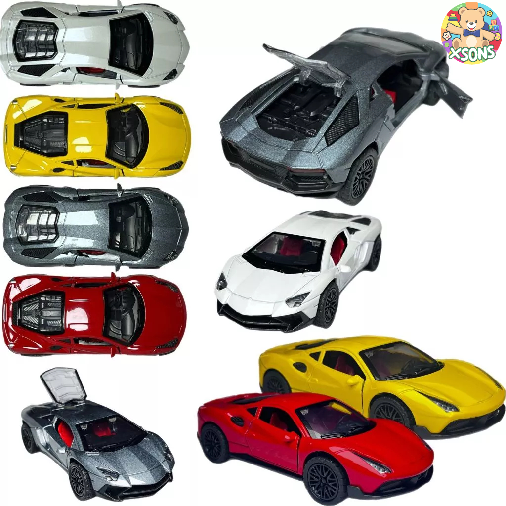 Carrinho De Fricção Ferrari Lamborghini Bugatti E McLaren Carro Miniatura De Ferro