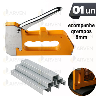 Grampeador Tapeceiro + 3.000 GRAMPOS ALTA PRESSÃO PROFISSIONAL Manual Aceita 4mm 6mm 8mm em Oferta na Shopee