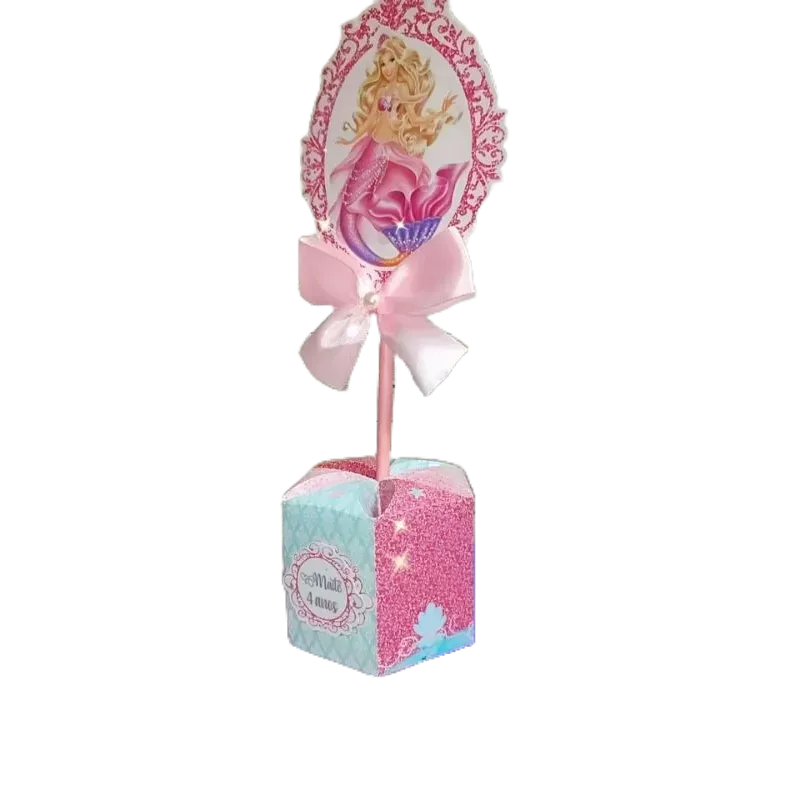 Kit Centro de mesa BARBIE SEREIA |Arranjo de mesa|Enfeite mesa|Cachepô|Lembrancinha Festa Infantil|Personalizados