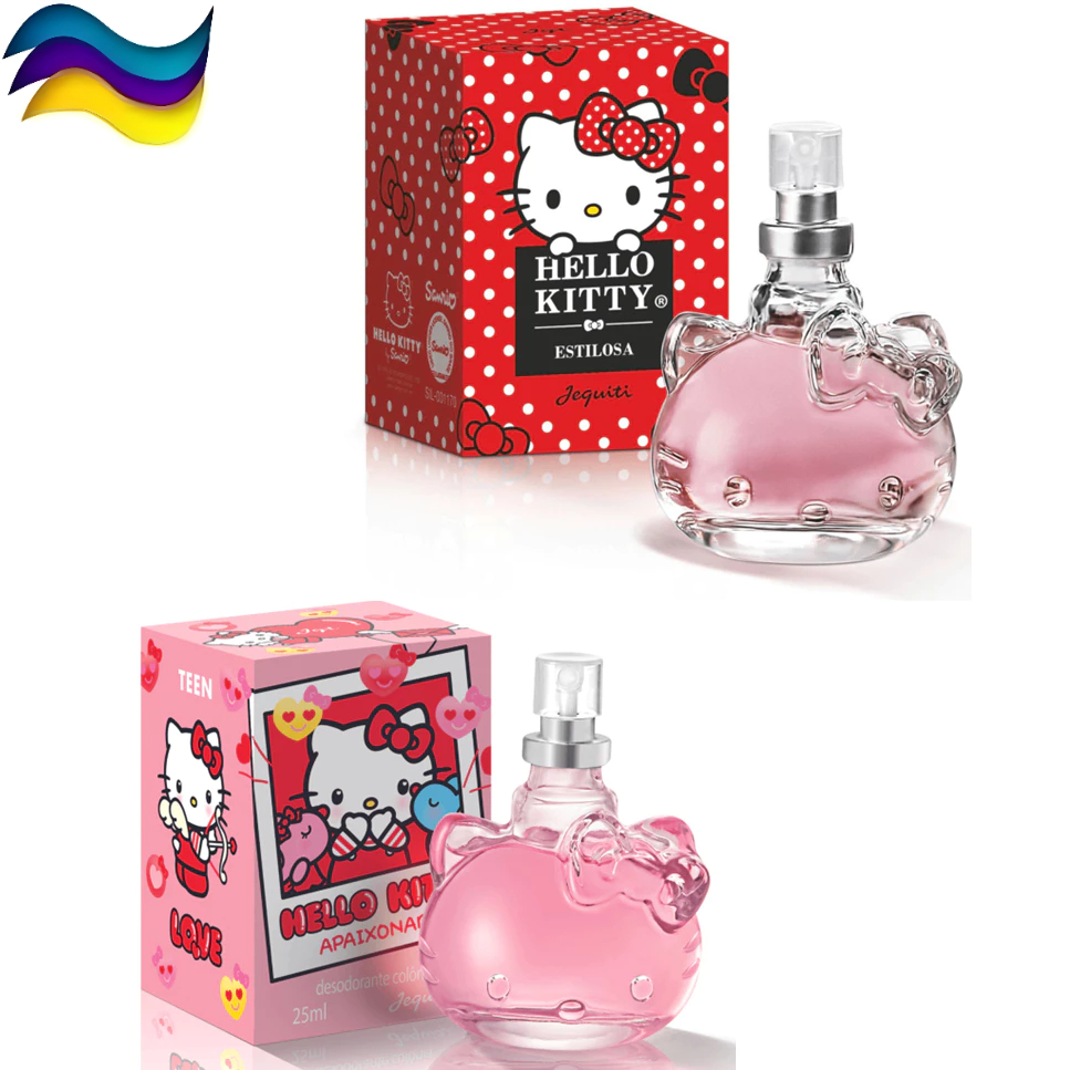 Perfume Hello Kitty Kit Apaixonada + Estilosa Desodorante Colônia Feminina Jequiti 2x25 ml em Oferta na Shopee
