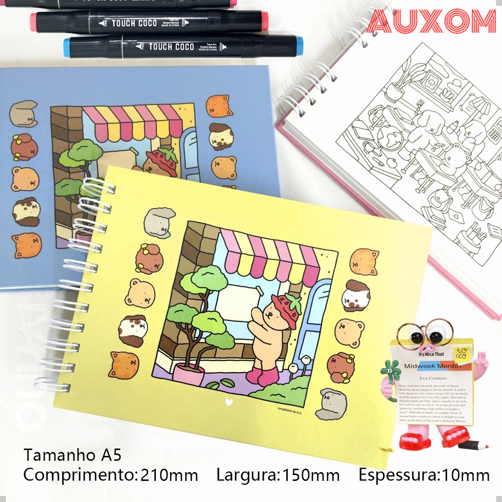 Novo Livro de Colorir Bob Goods 50 Ilustrações | Capa Dura Holográfica Formato A5 A6 Criativo