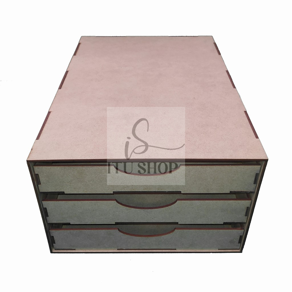 Gaveteiro Organizador para Folhas Sulfite A4 com 3 Gavetas em mdf cru Material para Escritorio em Oferta na Shopee
