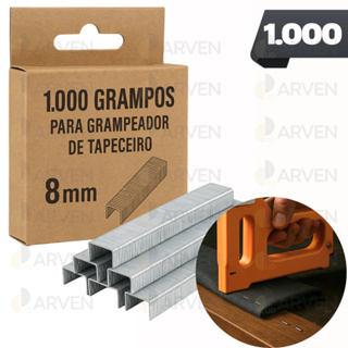 Grampo Grampeador Tapeceiro 8MM Caixa Com 1000 Unidades em Oferta na Shopee